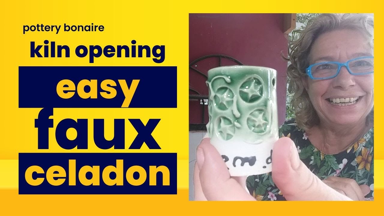 Pottery Kiln Opening with Sgraffito and EASY Faux Celadon Glaze!