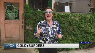 Ana is outside of the 100-year-old establishment, Goldyburgers | Around Town