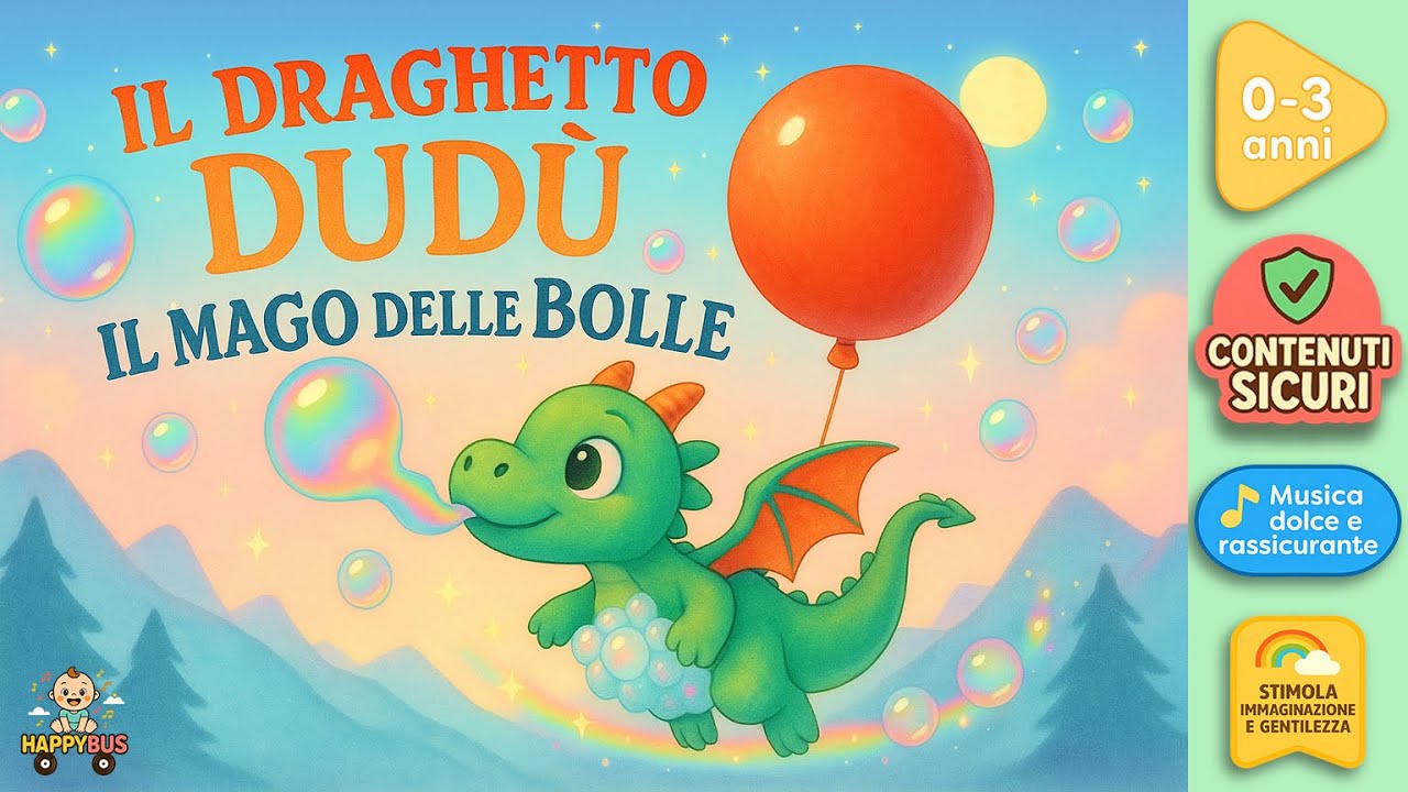 Il Draghetto Dudù 🐲 Canzoncina per Bambini 0–3 anni | Canzone delle Bolle Magiche