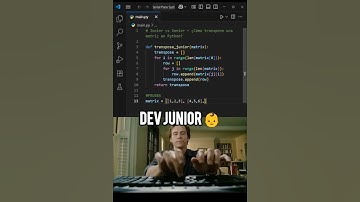 NOVATO vs EXPERTO en Python 🚀🔥 -¿Cómo transpone una matriz? #pyp #python #coding #ddev #parati #code