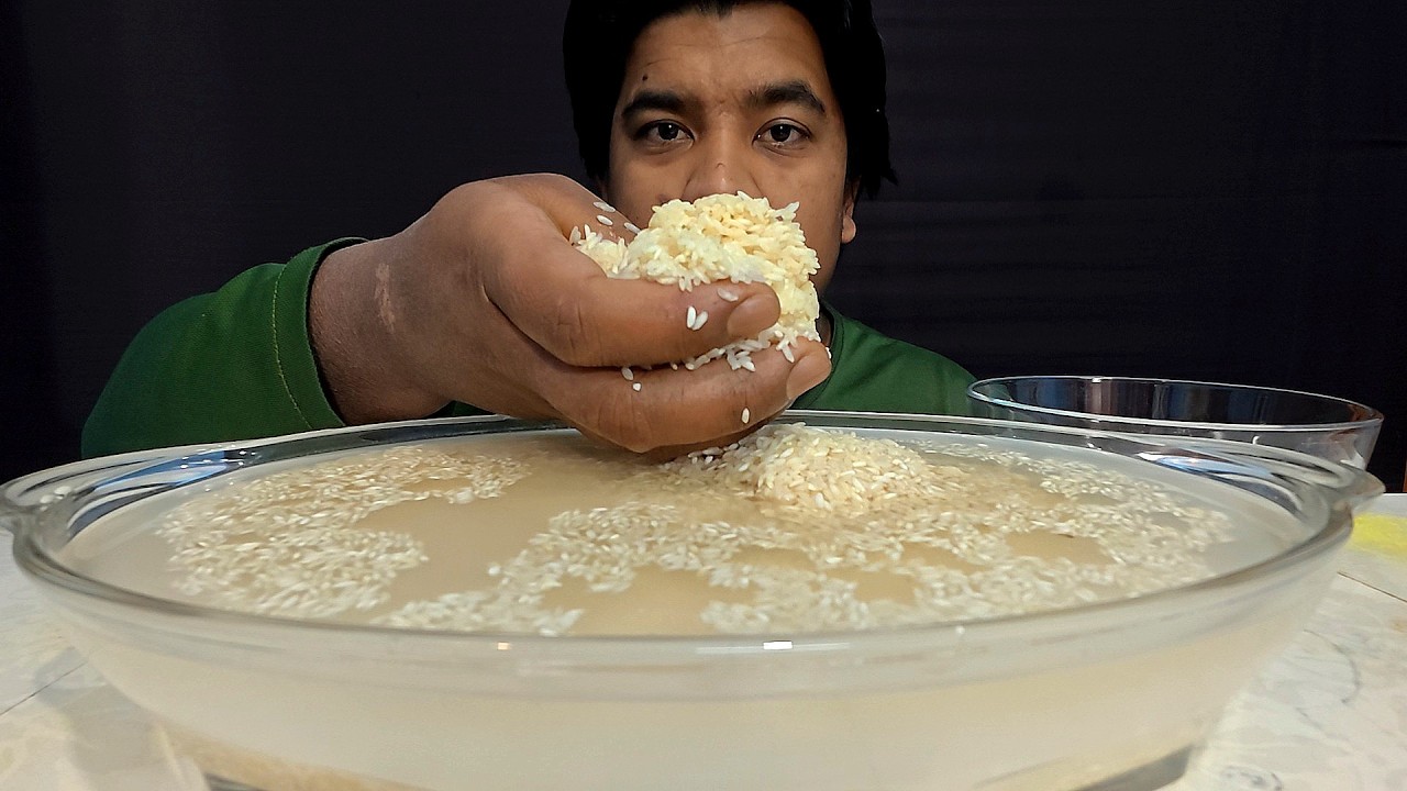 Water Rice Eating Raw rice & water eating show with hand | raw rice eating | raw rice ...