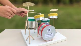 How to Make a Drum Set - Amazing idea - DIY Realistic Miniature Drums - Tutorial