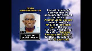 Aruthur Lionel Joseph  ~ Short Obituary