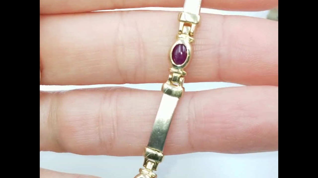 Ebay listing: 2.15ct Estate Ruby, Sapphire and Emerald Bracelet in 14k Two Tone Gold, Size: 7.5"