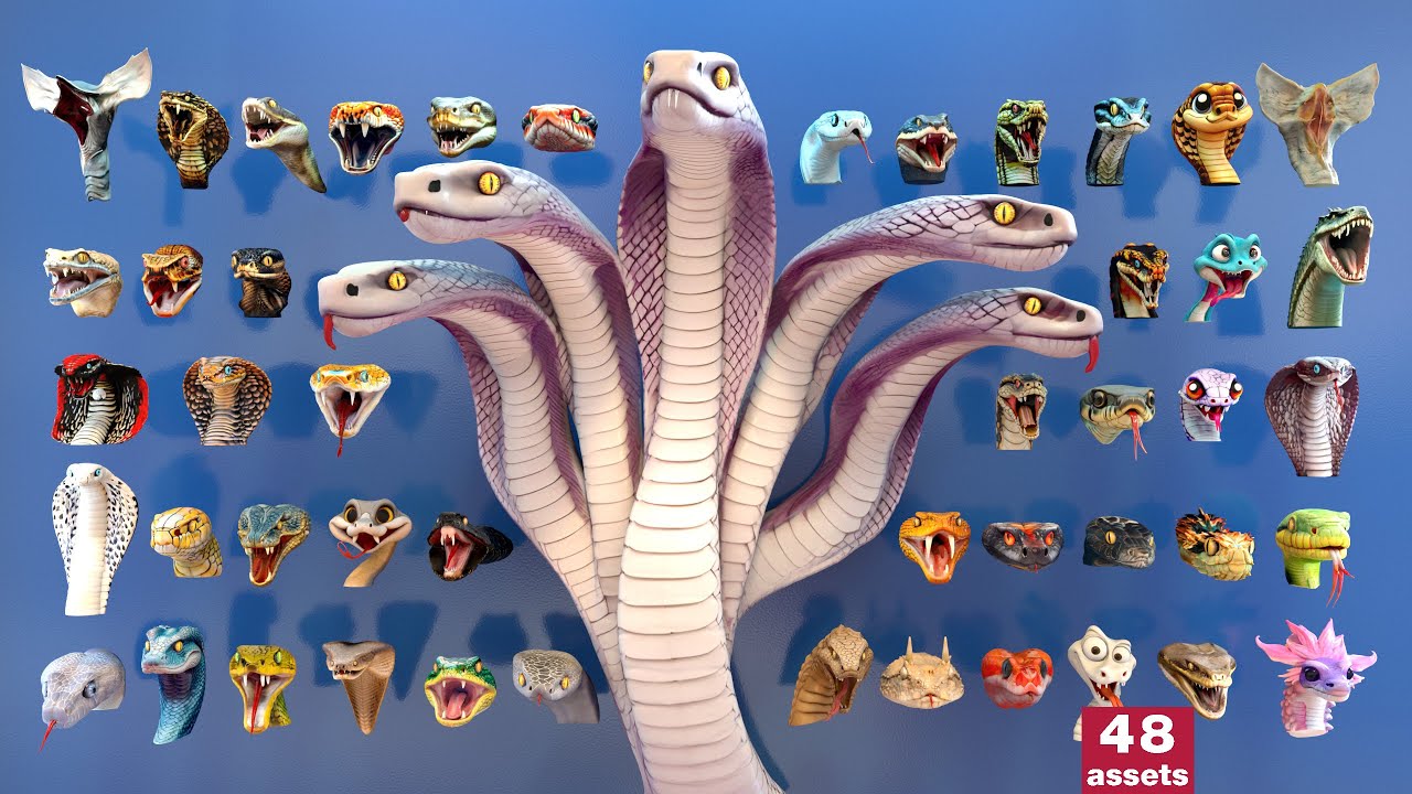 Ultimate Snake Head Pack – 48 HighPoly Stylized Assets - YouTube