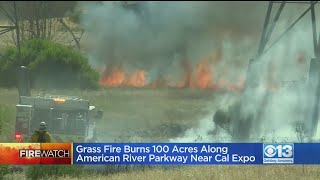 Large Grass Fire Burned Near Cal Expo
