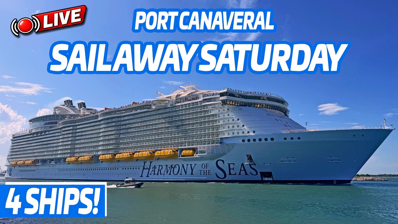 🔴 LIVE: 4 Cruise Ships Sail Away from Port Canaveral! Mardi Gras, Vista, Harmony & Disney Treasure