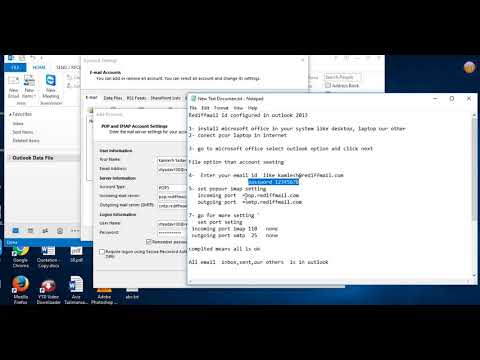 Rediffmail Configured in Microsoft outllook 2013 - YouTube