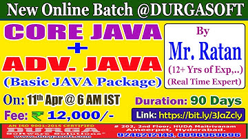 CORE JAVA + ADV. JAVA Online Training @ DURGASOFT