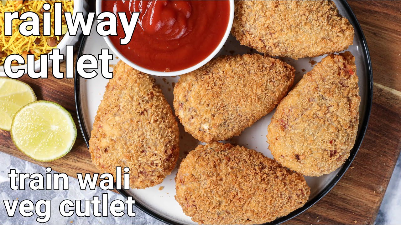 crispy railway canteen veg cutlet recipe - party snacks | train cutlet | crispy vegetable cutlet | Hebbar | Hebbars Kitchen