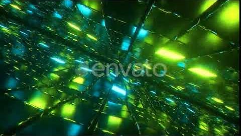 Flying in Endless Space of Neon and Metal Cubes | Motion Graphics - Envato elements