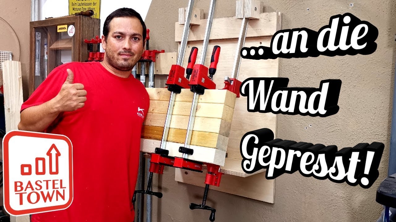 Holz an der Wand leimen, aber wie??? Genial für eine kleine Werkstatt!!!