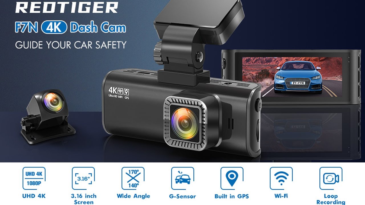 REDTIGER 4K Dual Dash Cam Built-in WiFi GPS Front 4K/2.5K and Rear