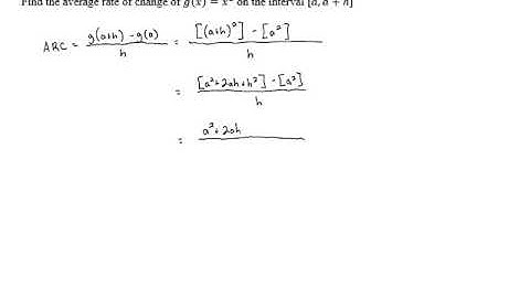 Average Rate of Change on Arbitrary Intervals - Problem 2