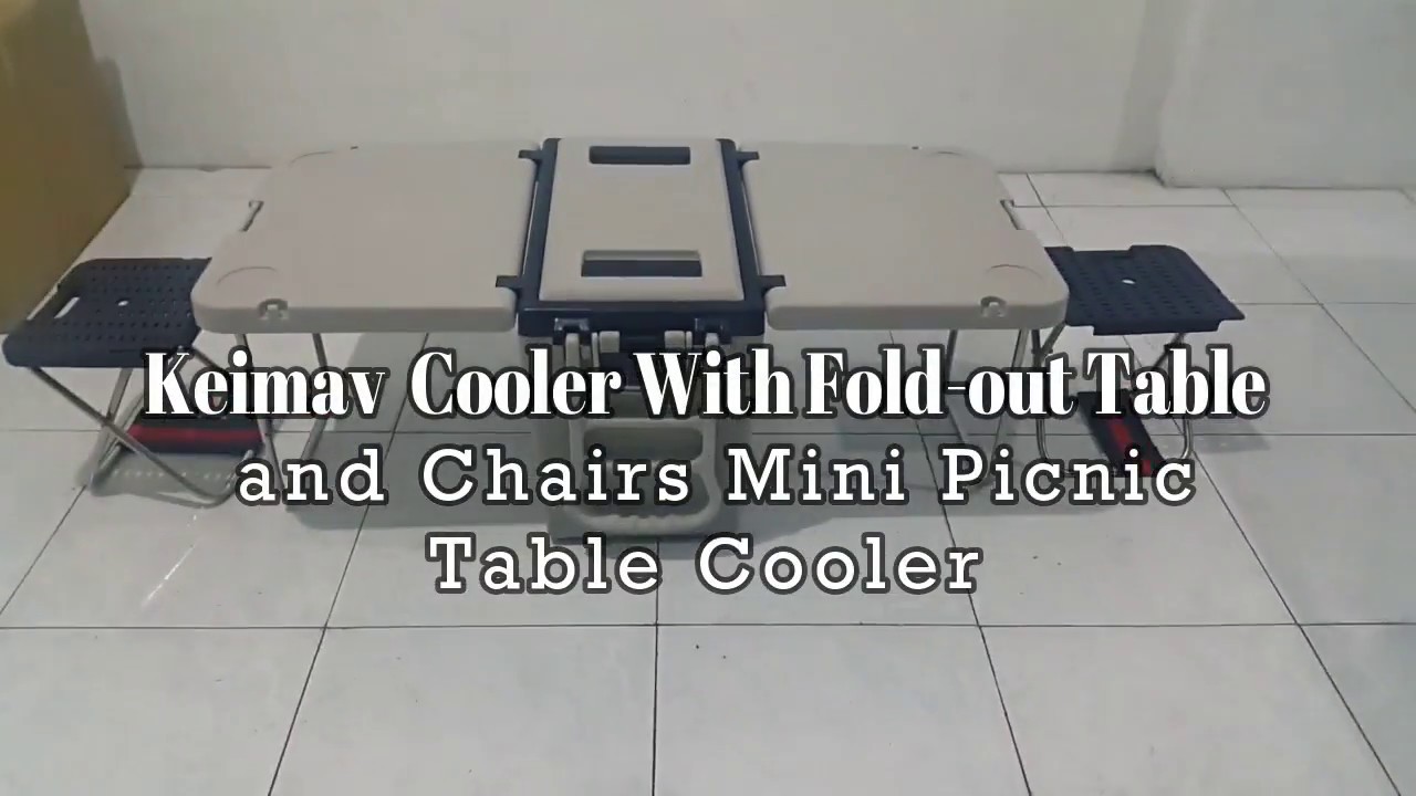 28l Outdoor Picnic Cooler Box With Folding Table Chairset –Insulated