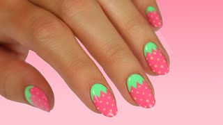 Pink Strawberry Nail Art