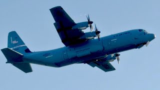 USAF C130J Super Hercules Buzzing out of Prestwick Airport!