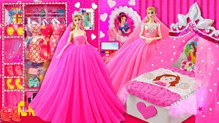 Build Miniature Pink Princess Barbie Dollhouse 💕 Doll Dresses 💕 Mini Makeup