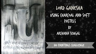 #60/100 Lord ganesha Painting using Charcoal pencils and Soft pastels  || Giveaway coming soon screenshot 3