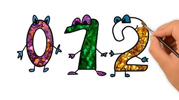 Glitter Number coloring pages Learn Colors Learn numbers for kids  Supper coloring pages ☆