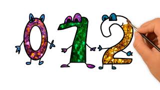 Glitter Number coloring pages Learn Colors Learn numbers for kids  Supper coloring pages ☆