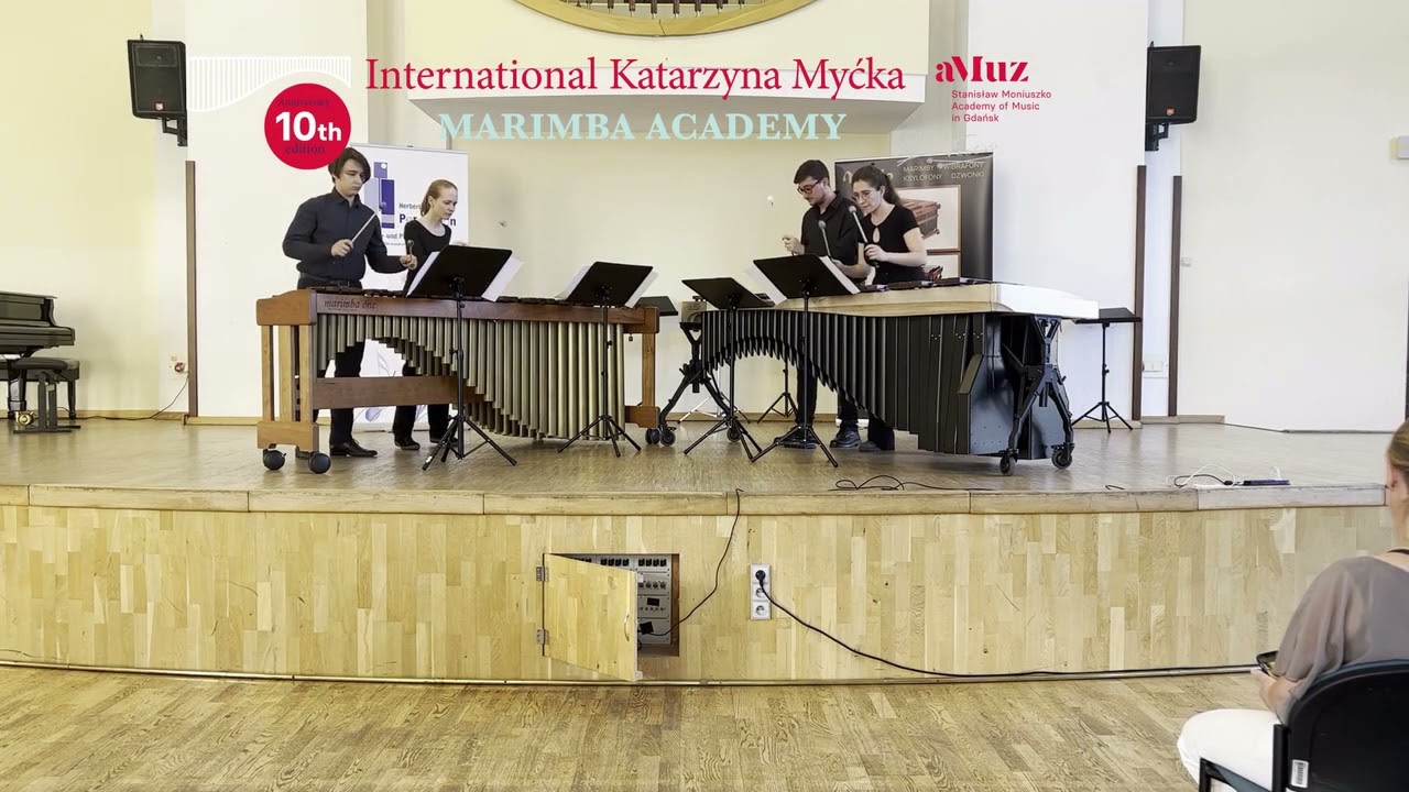 Richard Percival: Three short pieces for marimba quartet: 1. Soniscape, on two 5.0 marimbas