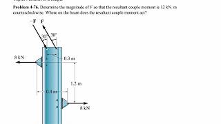 Statics Problem 4-76: Moment of a couple 2D