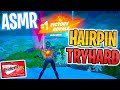 ASMR Gaming 😴 Fortnite Hairpin Skin Win Relaxing Gum Chewing 🎮🎧 Controller Sounds + Whispering 💤