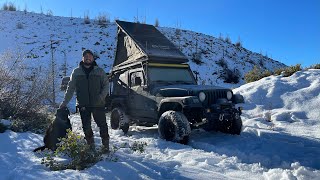 Solo Snow Camping Adventure In My Jeep Wrangler Tj  Hcalory Diesel Air Heater Update