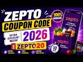 ZEPTO Coupon Code 2026 🔥 | 100% Working Discount Code