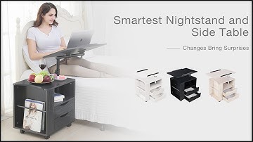 Bedside table | Emall Life Upgraded Multifunctional Height Adjustable Overbed End Table Wooden