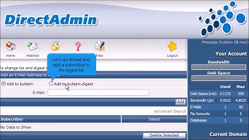 How to create a mailing list in Direct Admin
