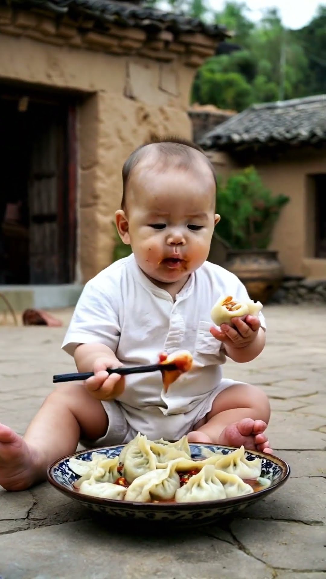 Durple feeding hungry baby