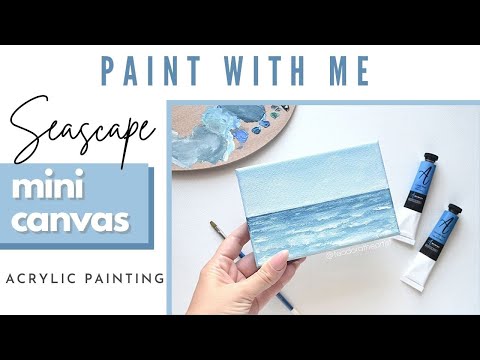 Super Easy 10 minute Mini Canvas Ocean Acrylic Painting 🌊 Paint with me  Step by Step 