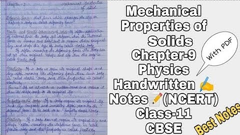 Physics Chapter-9 Mechanical Properties of Solids Class-11 Best Handwritten Notes(PDF) NCERT