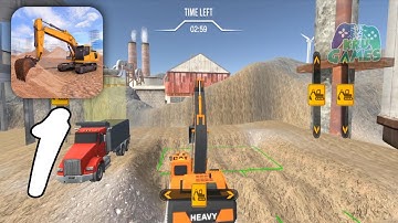 Excavator Crane Driving Sim Gameplay Walkthrough #1 - Level 1 ~ 6 (Android, IOS)
