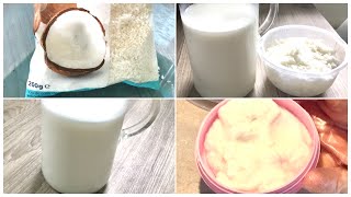 صناعه حليب جوز الهند وكريم في بيتك بسهوله مفيد جدا للصحه والشعر والبشره Coconut milk recipe at home