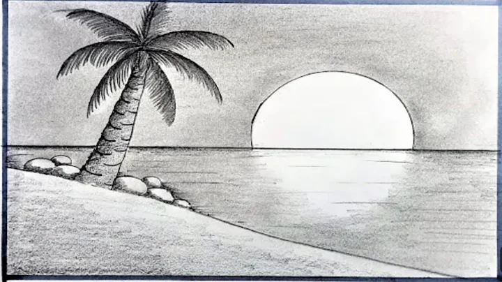 How to Draw Sunset Sea Beach | Pencil Drawing & Sketching || Shedding