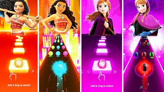Moana Vs Anna But In Tiles Hop EDM Rush And Dancing Road! How Far I'll Go, Love Is An Open Door! screenshot 2