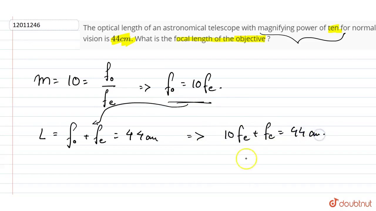 Length Of Tube Of Telescope