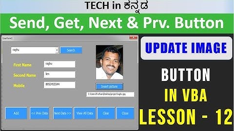 Excel VBA Tutorial in kannada: Add, Next, Prev & Search Buttons Simplified!|| Lesson 12