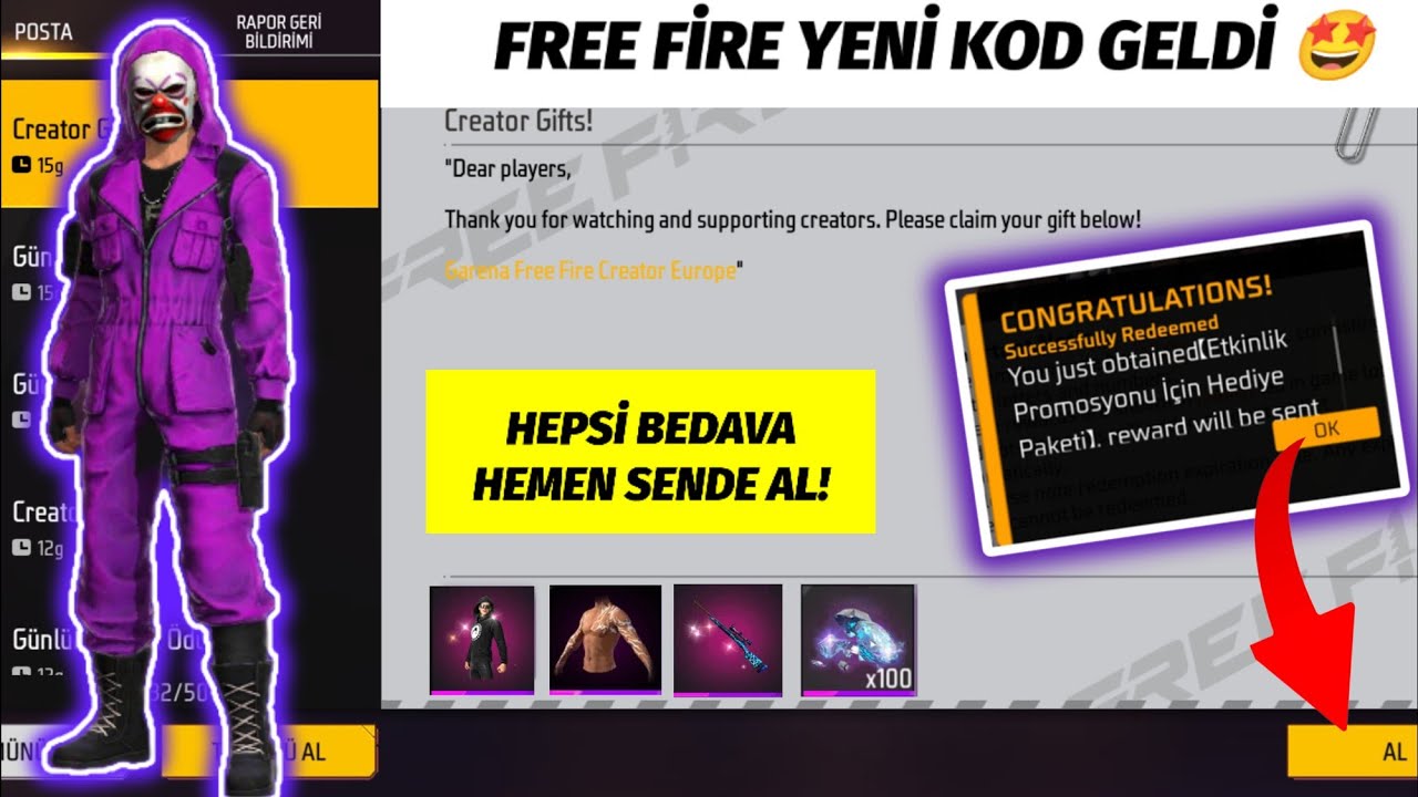 FREE FİRE KODFREE FİRE PROMO KODBEDAVA İFADE VE SİLAH DESENİ