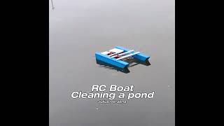Cleaning the pond with RC boat @JuliusPerdana