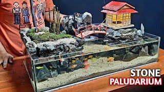 Make Miniature Waterfall Aquarium Decorations From Building Stones - Paludarium Diorama