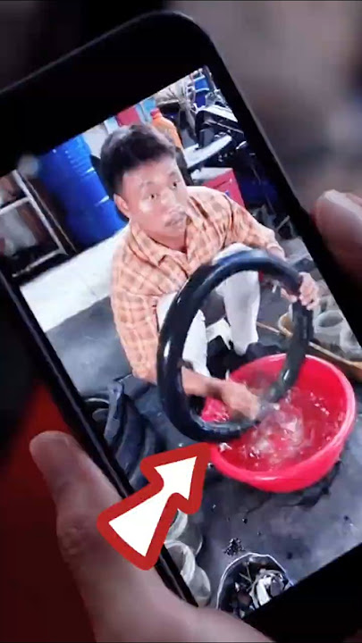 Tire repair man hits a rock 😂 #shorts #funnyvideo