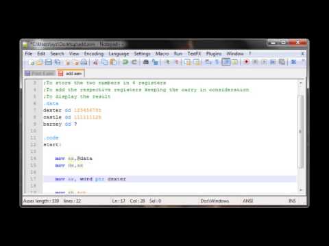 Assembly Tutorial 7 - Add 32+32 = 32 - YouTube