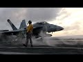 USS Abraham Lincoln - Flight Operations - Super Hornets Take Offs.