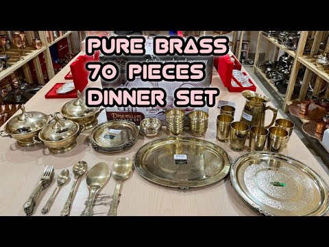 Pure Brass Dinner Set // 70 Pieces Pure Brass Dinner Set // Peetal Dinner Set // By Crockery