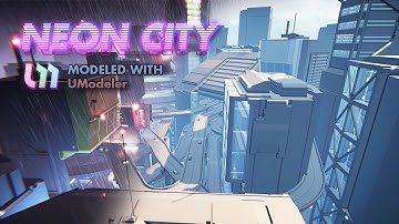 The Neon City modeled with UModeler in Unity.