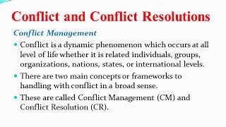 PSIR: 444 Conflict and Conflict Resolution ||Lecture 09 Conflict Management